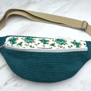 Banane « Velours bleu-vert/fleurs vertes »