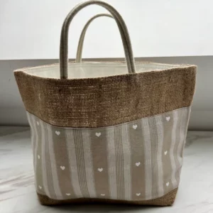 Cabas/panier « Jute/petits coeurs »