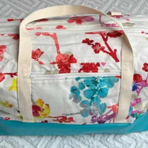 Sac week end « Fleuri/simili turquoise »