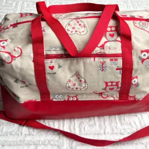 Sac week end « Hiboux/rouge »
